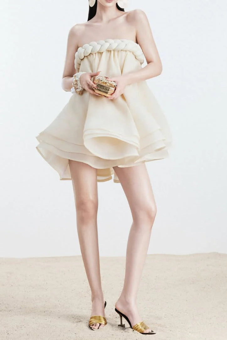 Hemp Rope Tube Top Tutu Skirt In Beige