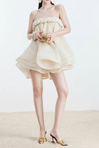 Hemp Rope Tube Top Tutu Skirt In Beige