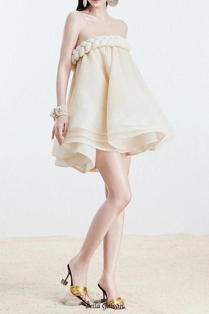 Hemp rope tube top tutu skirt in beige