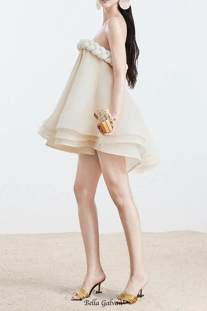 Hemp rope tube top tutu skirt in beige