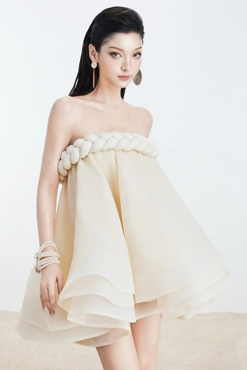 Hemp Rope Tube Top Tutu Skirt In Beige