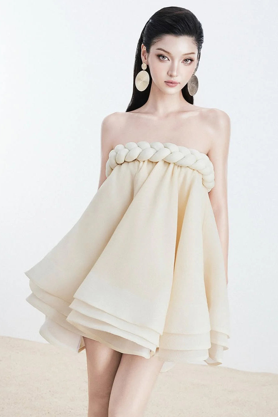 Hemp Rope Tube Top Tutu Skirt In Beige