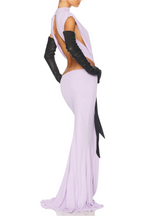 Flowering Girl Women Graillot Bow Cutout Backless Maxi Dress - Purple