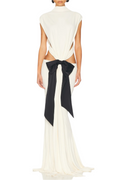 Flowering Girl Women Graillot Bow Cutout Backless Maxi Dress - White