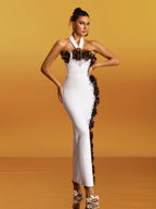 sebastiane Halterneck Flower Bandage Maxi Dress