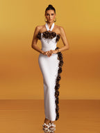 sebastiane Halterneck Flower Bandage Maxi Dress