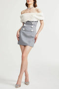 Flowering Girl Women Griselda Faux Fur Off Shoulder Mini Dress