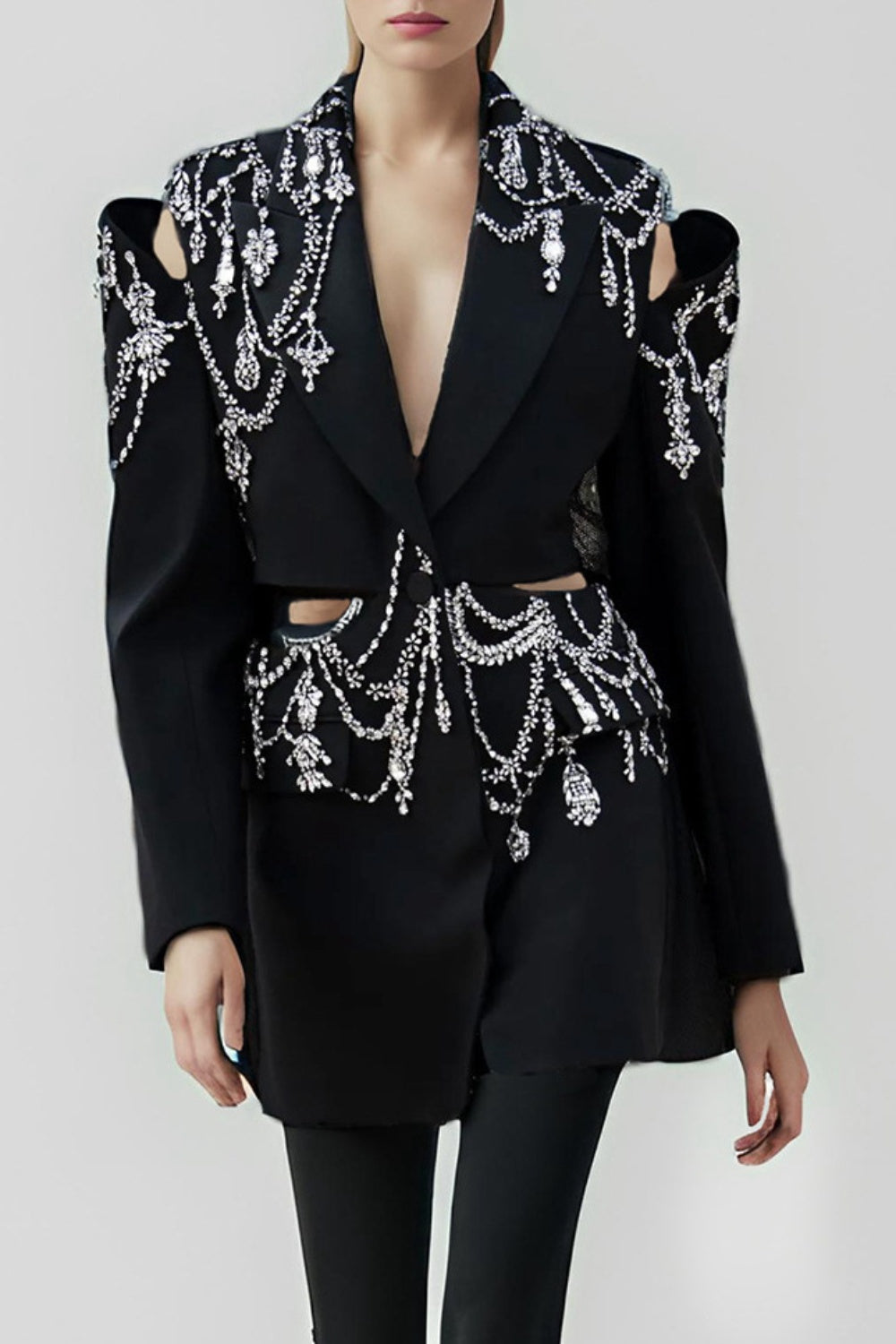 Flowering Girl Women Gustina Crystal-Embellished Cutout Blazer