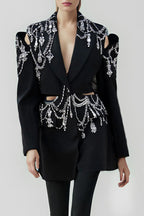 Flowering Girl Women Gustina Crystal-Embellished Cutout Blazer