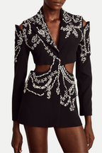 Flowering Girl Women Gustina Crystal-Embellished Cutout Blazer