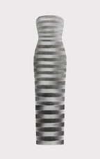 janice Grey stripes bling detail bandage maxi dress in silver