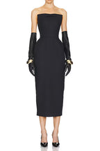 Flowering Girl Women Obozh Bow Strapless Maxi Dress - Black