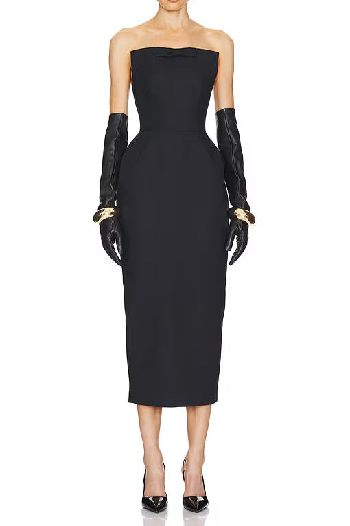 Obozh Bow Strapless Maxi Dress - Black