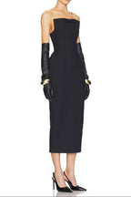 Flowering Girl Women Obozh Bow Strapless Maxi Dress - Black