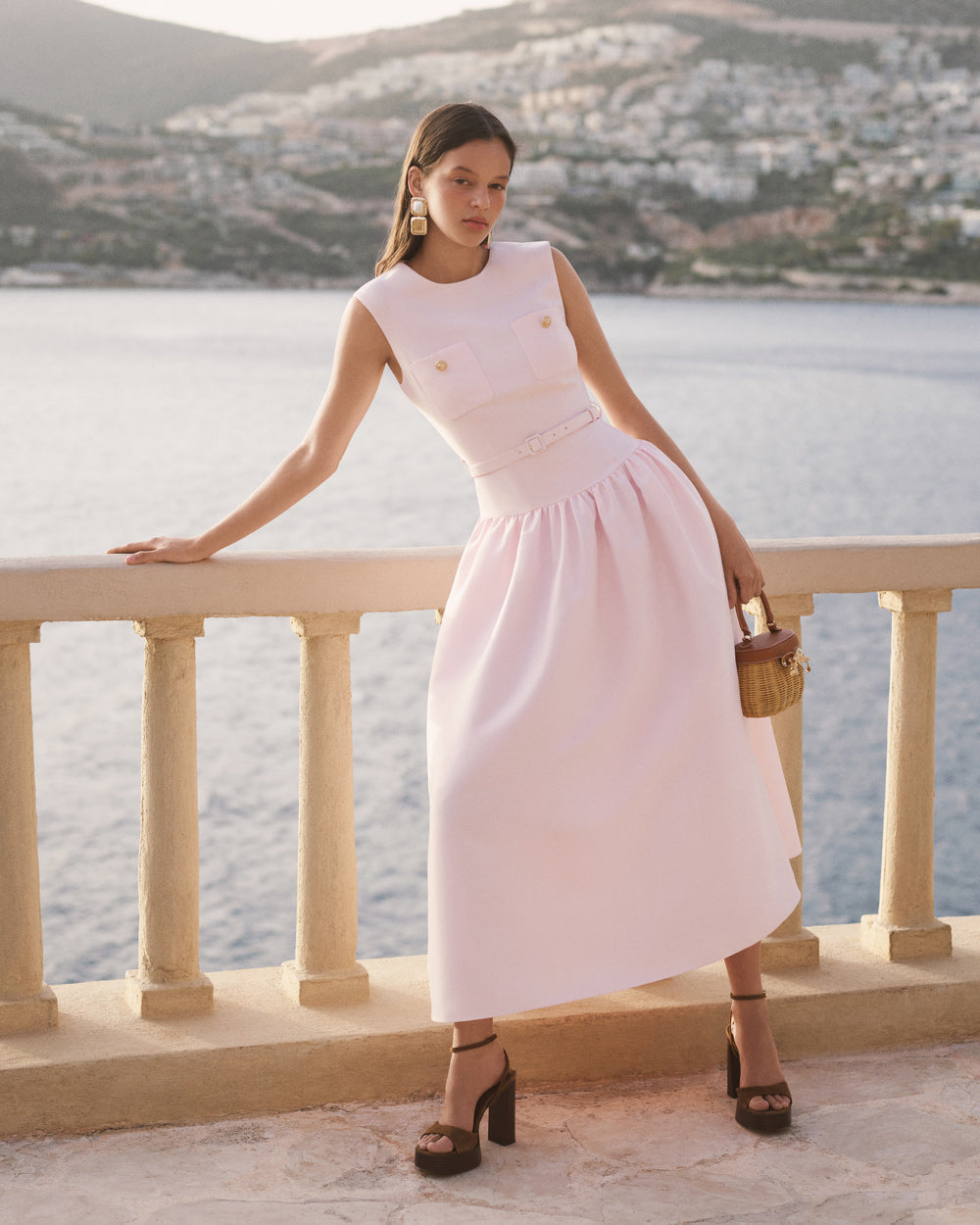 jocelyn Bowknot-Side Bandage Strapless maxi Dress in black