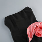 darlene Strapless Floral mini Dress in black