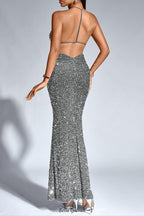 Halter Stereo Flower Sequin Mermaid Dress