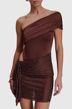 Flowering Girl Women Harlora One Shoulder Crystal Cutout Mini Dress