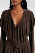 Hathay Ruffle Mini Dress - Brown