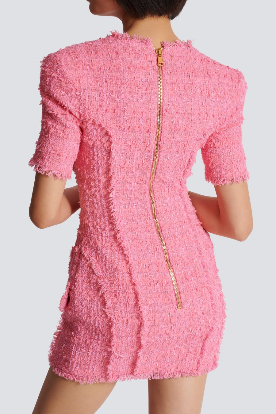 Flowering Girl Women Selena Pink Tweed Mini Dress With 7-Buttons