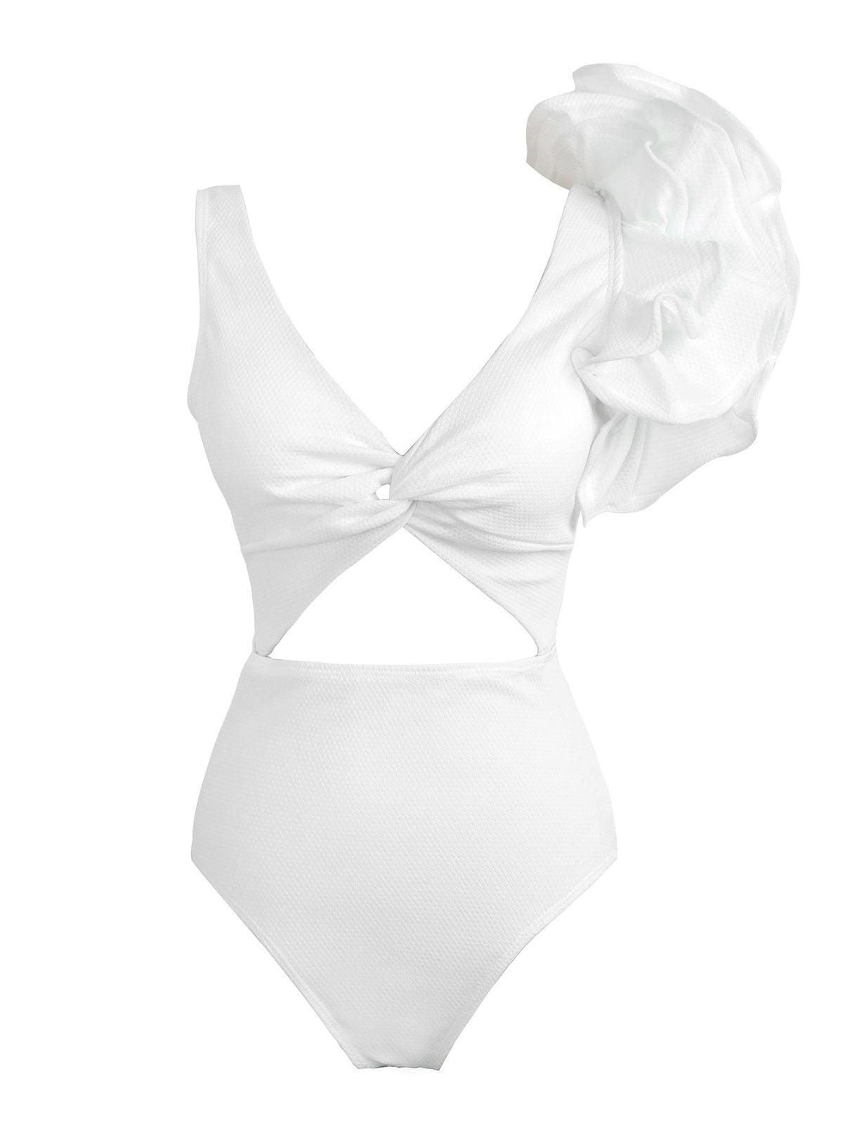 Flowering Girl Women Heather Ruffle Cutout One Piece Swimsuit