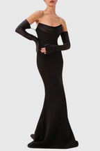 Flowering Girl Women Off Shoulder Corset Maxi Dress - Black