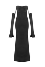 Flowering Girl Women Off Shoulder Corset Maxi Dress - Black