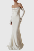 Flowering Girl Women Off Shoulder Corset Maxi Dress - White