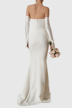 Flowering Girl Women Off Shoulder Corset Maxi Dress - White