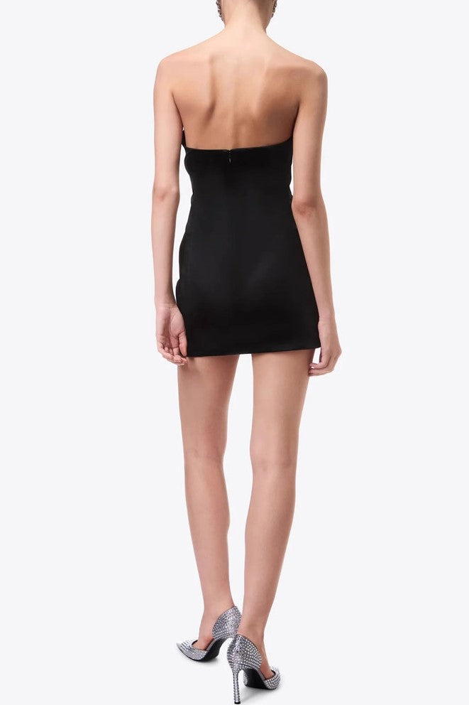 Flowering Girl Women Heidi Diamante Strapless Satin Mini Dress - Black