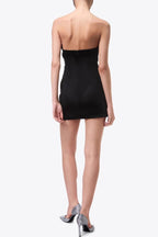 Flowering Girl Women Heidi Diamante Strapless Satin Mini Dress - Black
