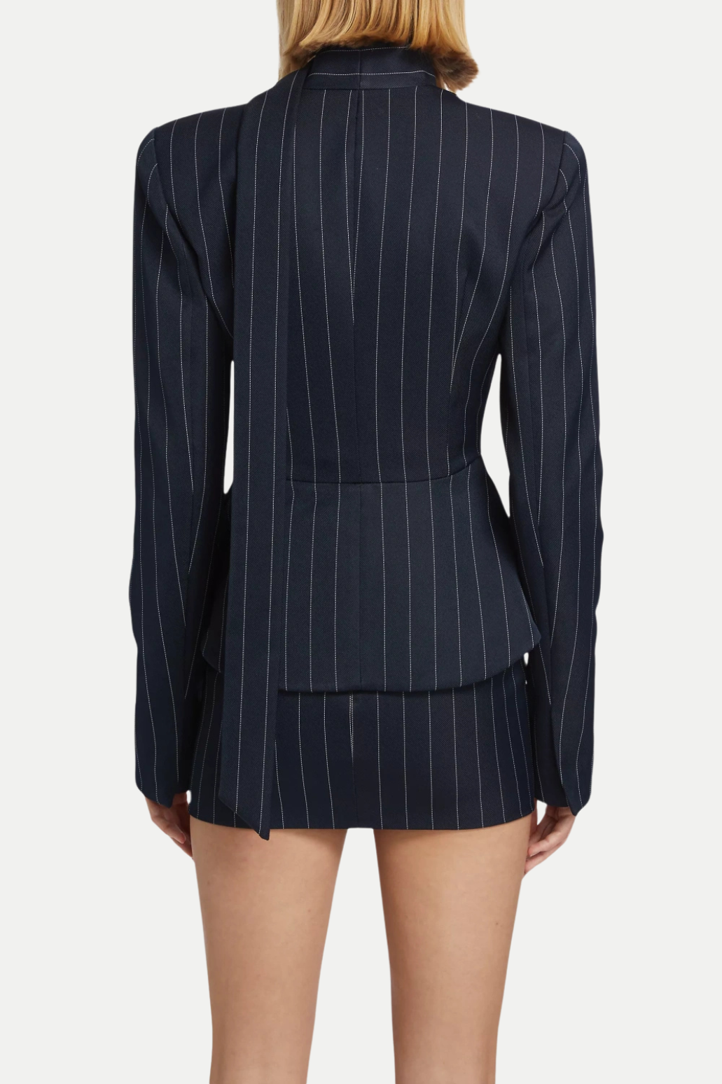 Flowering Girl Women Hibyl Pinstripe Scarf Blazer in black