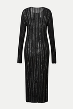 Flowering Girl Women Hilaria Rose Handcrafted Knit Midi Dress in Black