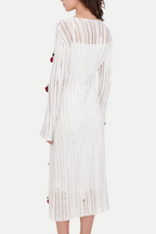 Flowering Girl Women Hilaria Rose Handcrafted Knit Midi Dress in White