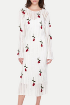 Flowering Girl Women Hilaria Rose Handcrafted Knit Midi Dress in White