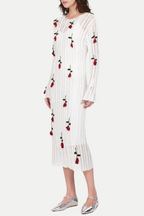 Flowering Girl Women Hilaria Rose Handcrafted Knit Midi Dress in White