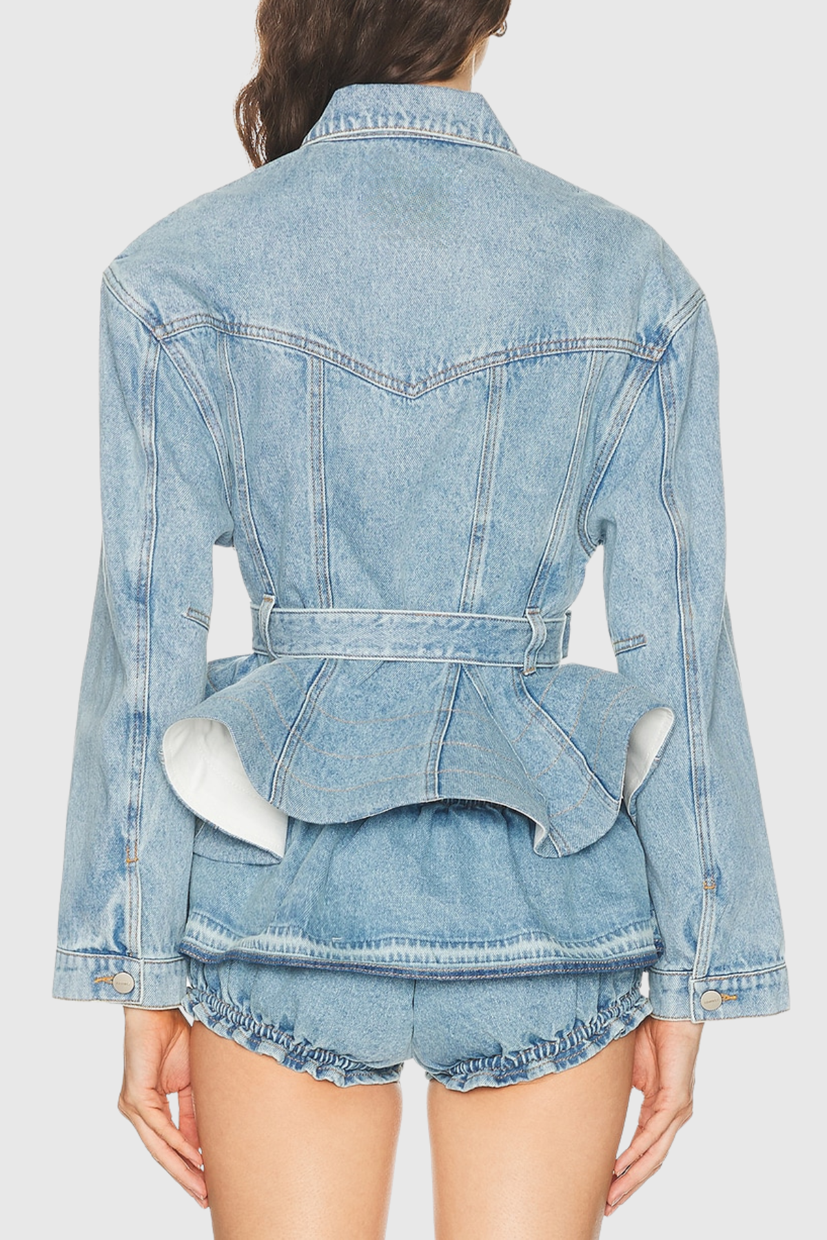Hitania Ruffle Denim Jacket & Skirt Set