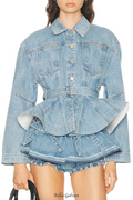 Hitania Ruffle Denim Jacket & Skirt Set