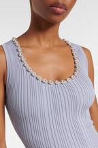 Hoxo Crystal Embellished Knit Midi Dress