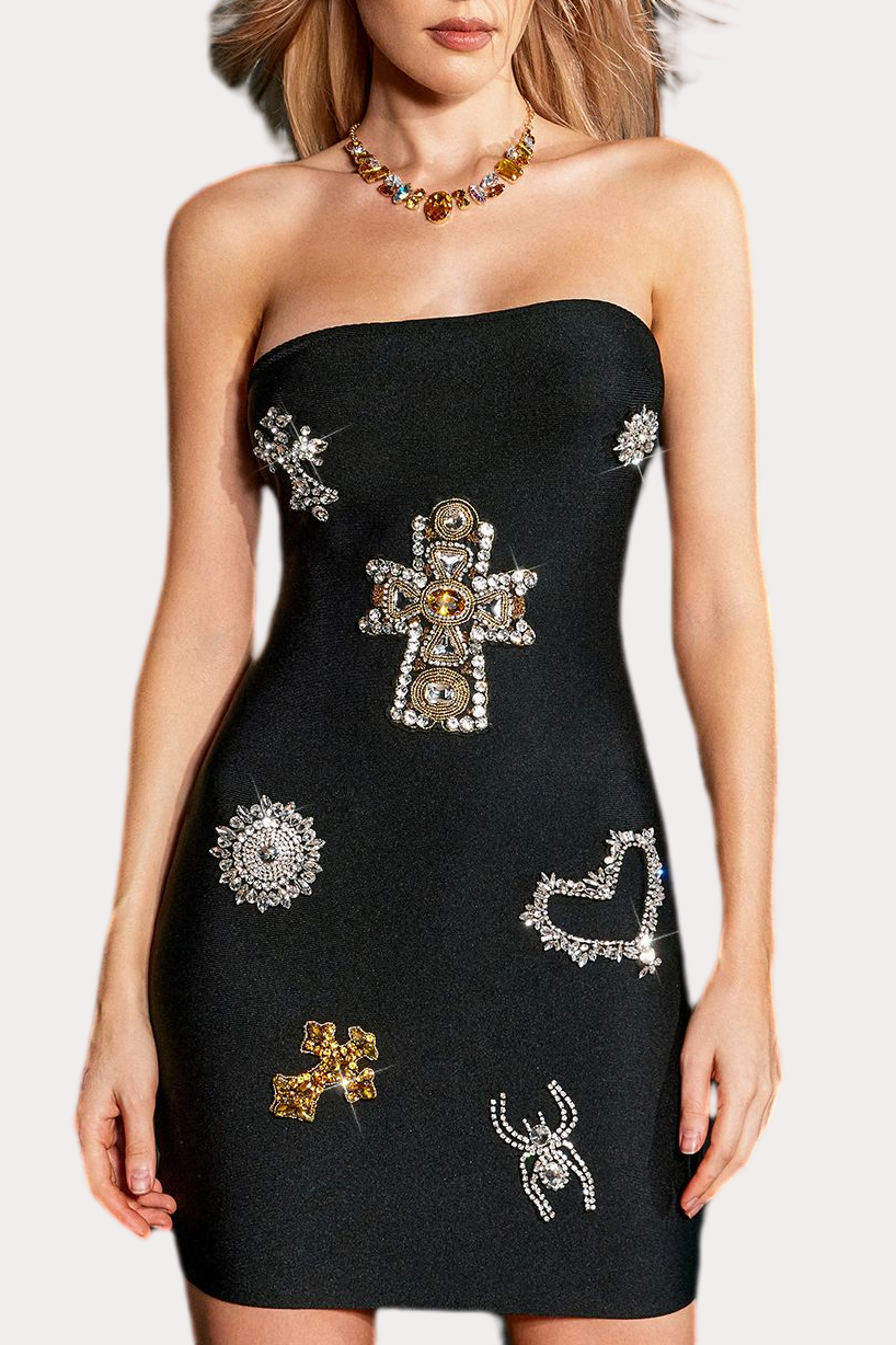 Flowering Girl Women Hyrine Strapless Embellished Mini Bandage Dress