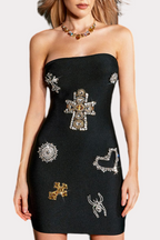 Flowering Girl Women Hyrine Strapless Embellished Mini Bandage Dress