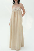 Flowering Girl Women Iris-patterned halter maxi dress in khaki
