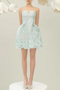 Flowering Girl Women Thera Flower Embellished Mini Dress In Pale Blue