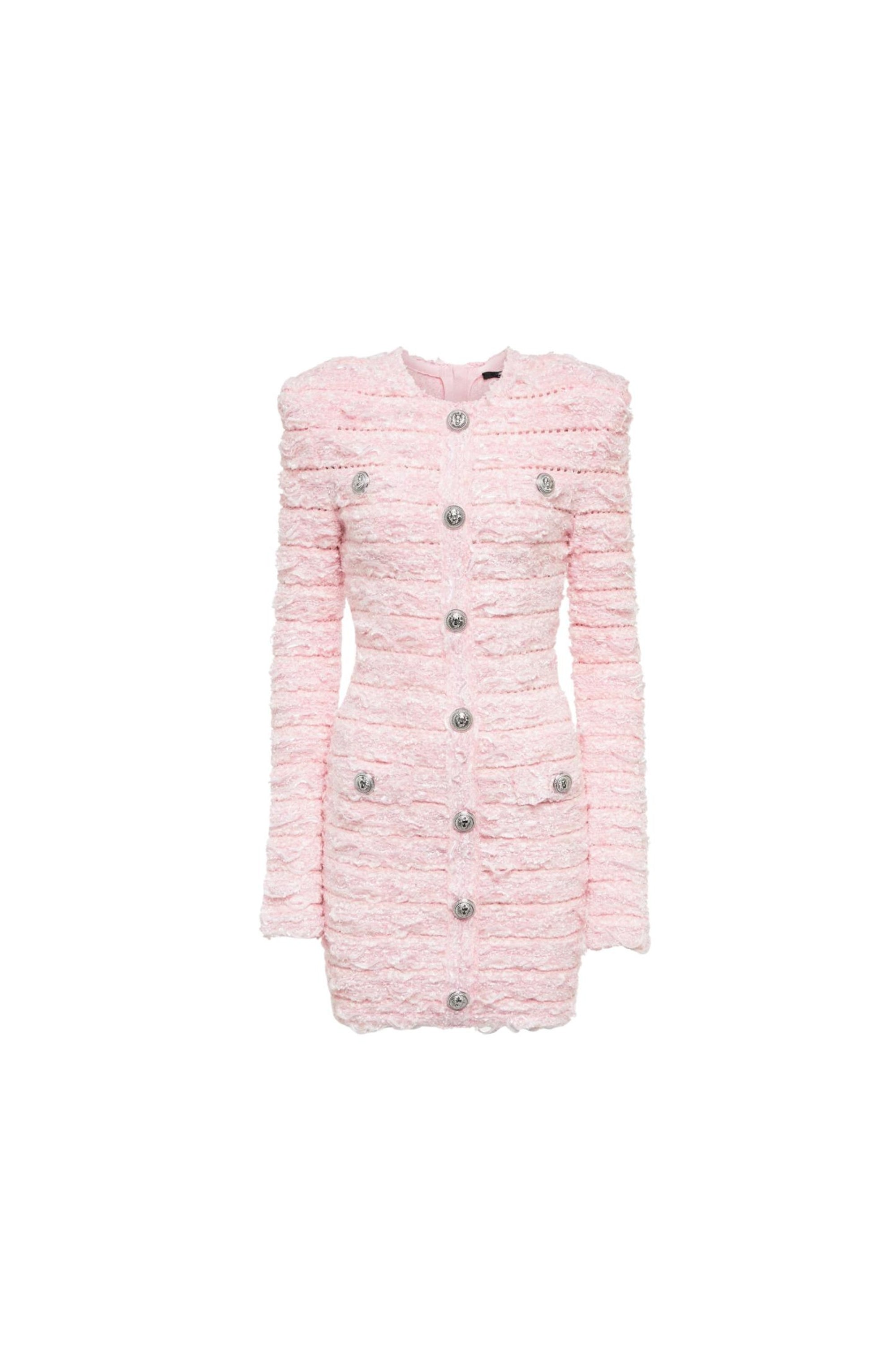 Flowering Girl Women Boucle Knit Mini Dress In Pink