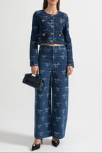 alisa blue Long Sleeve Denim Jacket