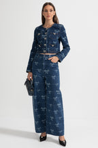 alisa blue Long Sleeve Denim Jacket