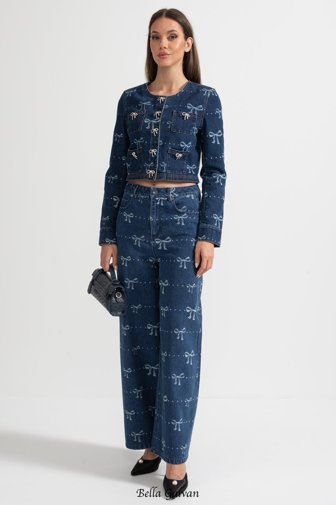 alisa blue Long Sleeve Denim Jacket