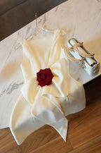 Flowering Girl Women joanna backless flower bow embellished mini dress in white