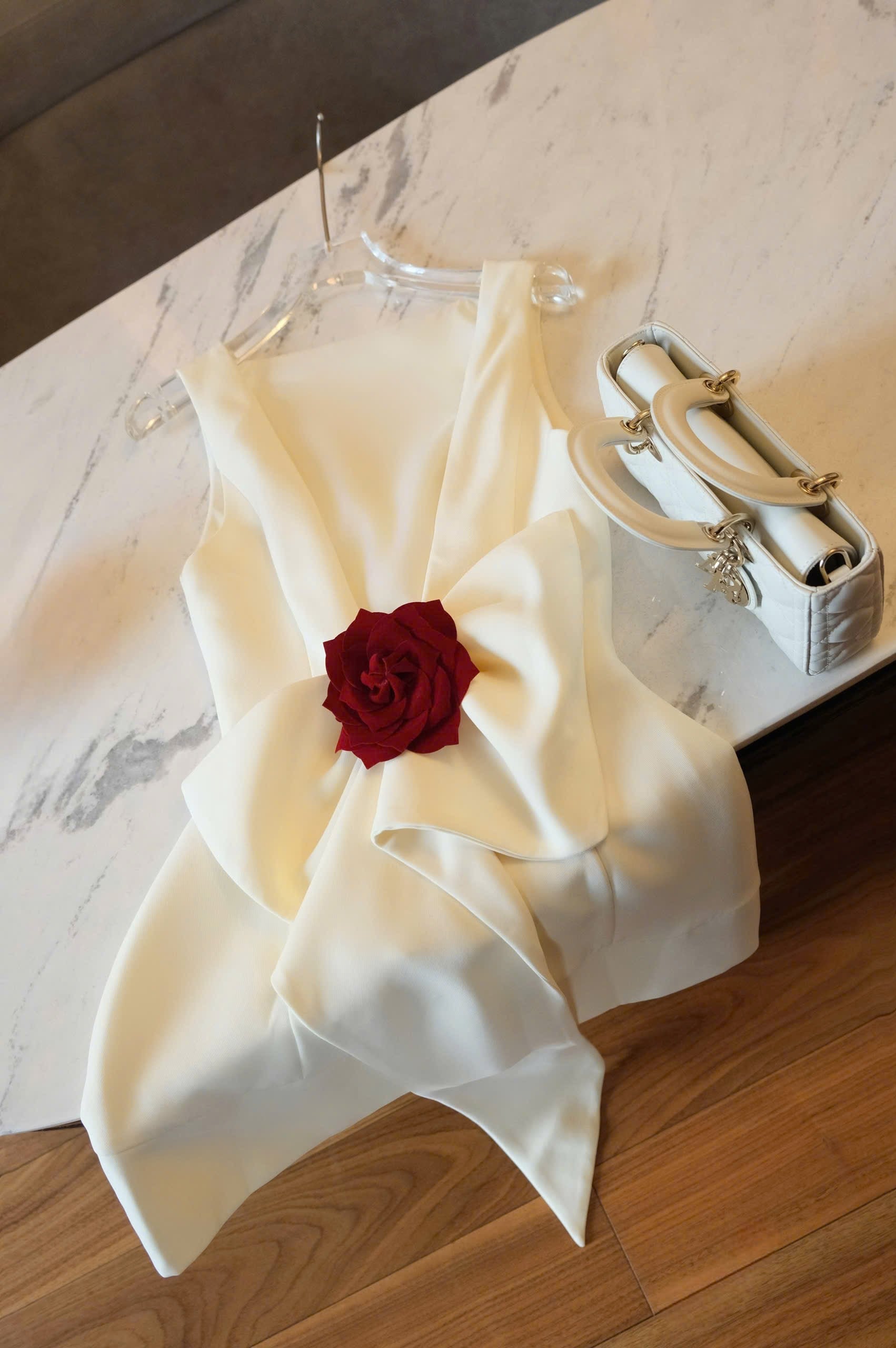 Flowering Girl Women joanna backless flower bow embellished mini dress in white