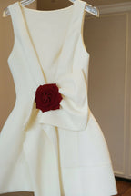 Flowering Girl Women joanna backless flower bow embellished mini dress in white